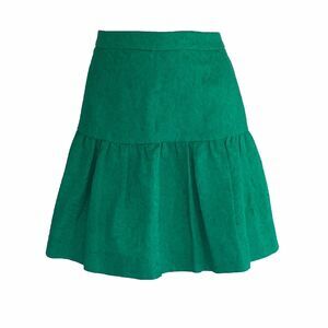J. Crew Skirt SIZE 4 Green Emboss Leaf Texture Fit Flare Short Flirty CUTE NWT